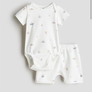 Organic Cotton Nautical Print Baby Onesie and Shorts